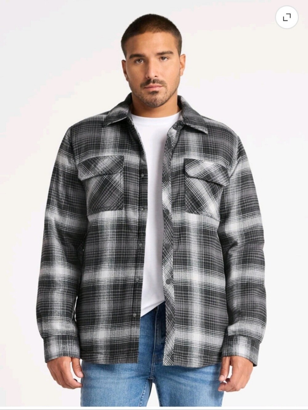 New George Men's Medium Fleece Lined Flannel Shirt Jacket